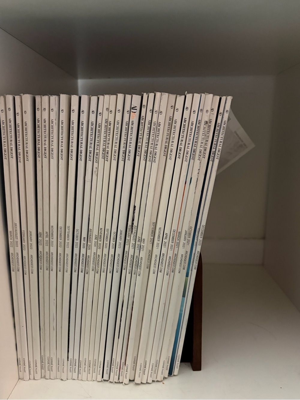 ARCHITECTURAL DIGEST Stack of White-Spined Magazines